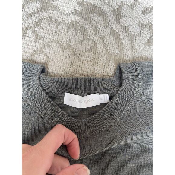 Jonathan Simkhai Collins Recycled Knitwear Padded Shoulder Tank in Green Medium - Picture 2 of 4